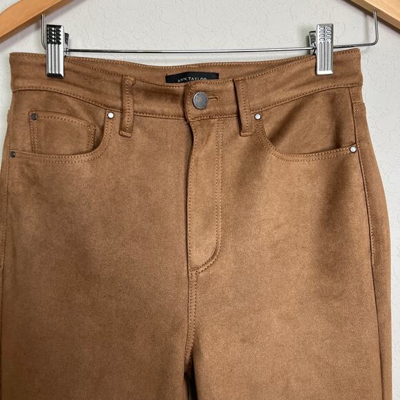 Ann Taylor Women's Faux Suede Tan Straight Leg Pants Size 4 - Picture 7 of 9